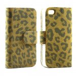 Wholesale iPhone 4S / 4 Leopard Flip Leather Wallet Case  (Brown)